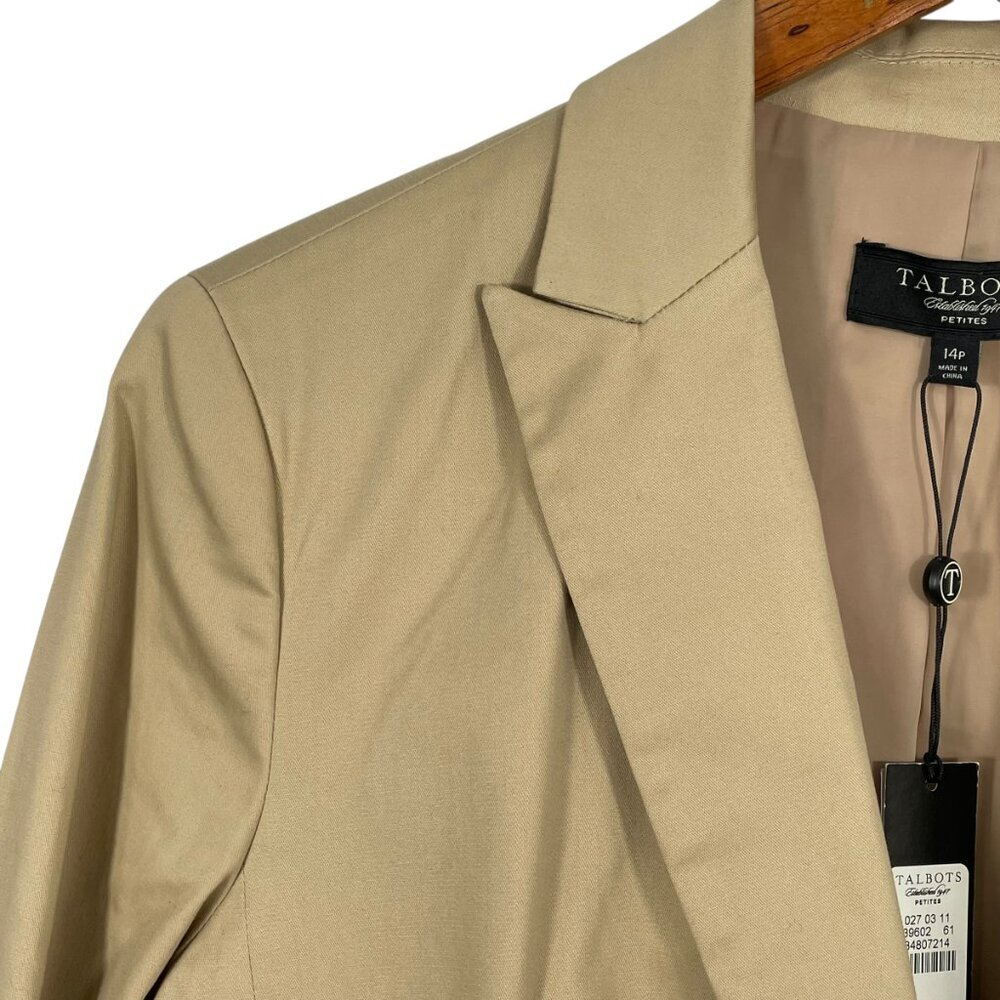 NWT Talbots Kate Fit Cotton Tencel Blazer 14P Khaki Stretch - Picture 5 of 14